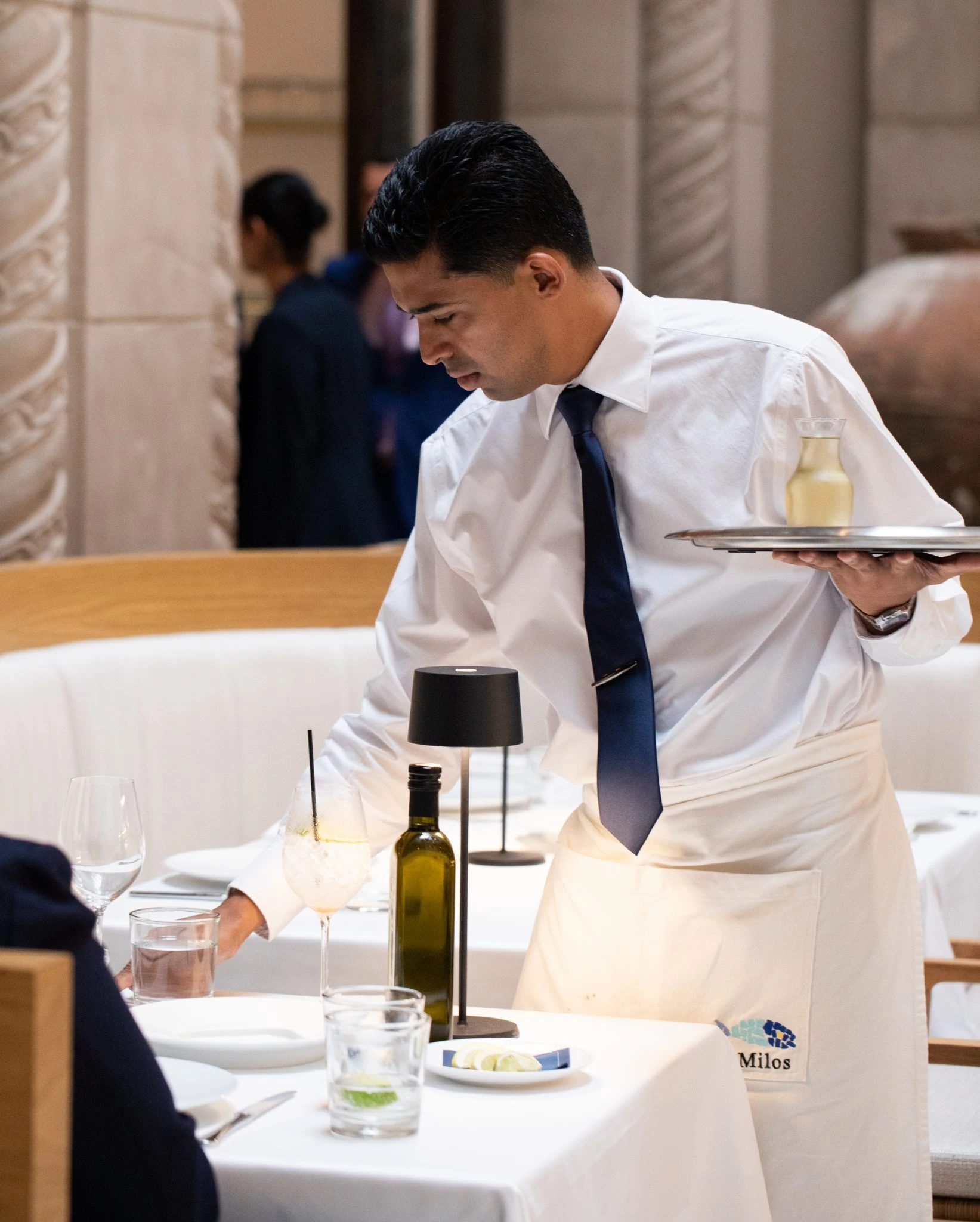 server at at table