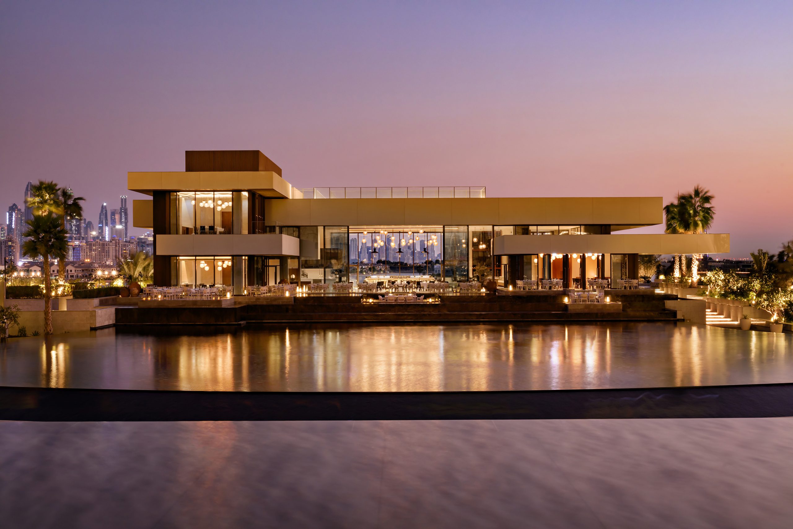 Milos Dubai with city view behind