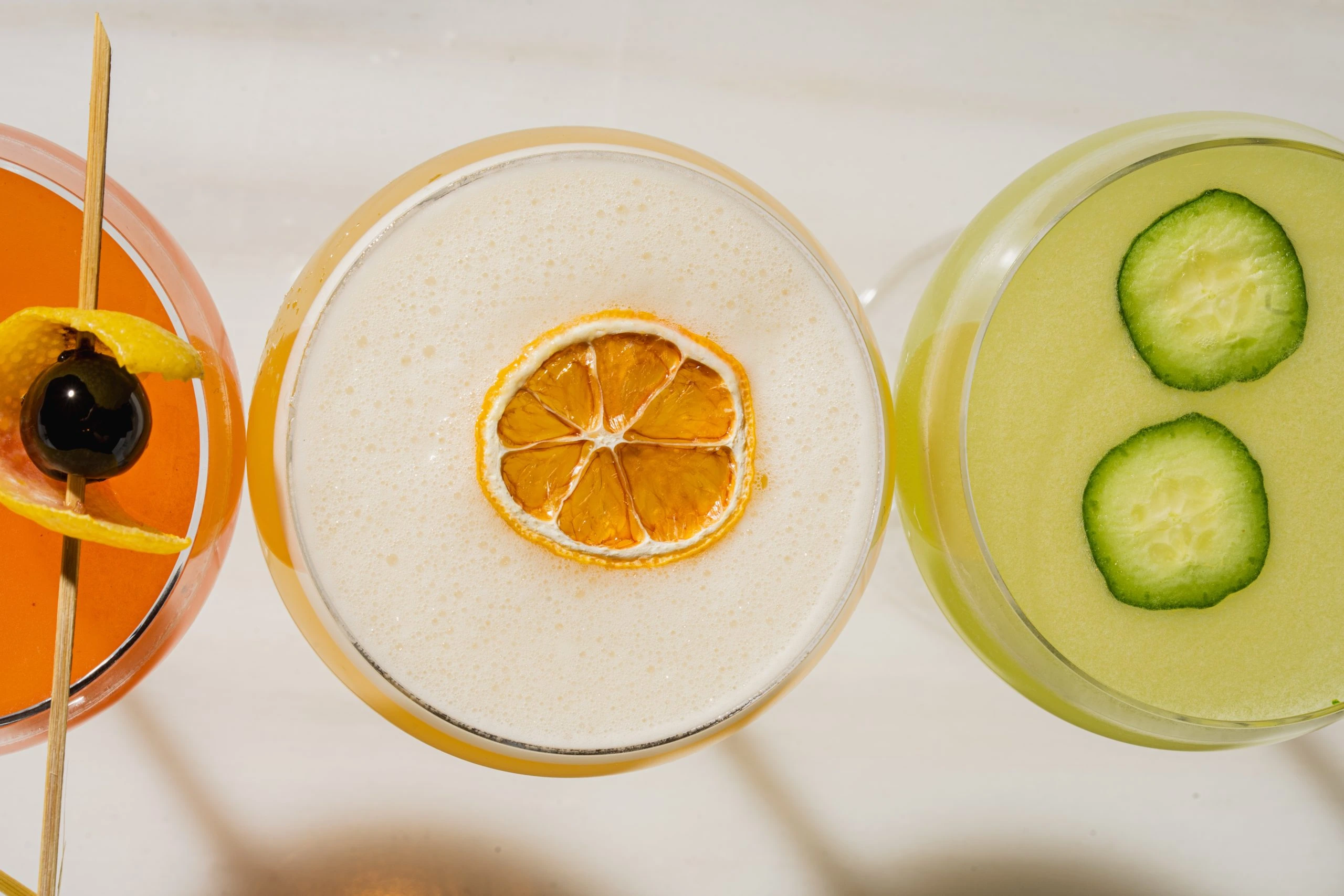 craft cocktails from overhead